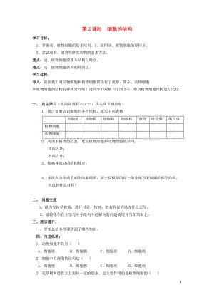 七年级生物上册 第一单元 我们身边的生命世界 第二章 生物体的结构层次 第一节 细胞 第2课时 细胞的结构学案（无答案)（新版）冀教版.doc