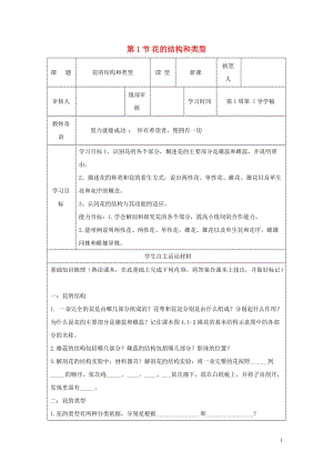 八年级生物上册 第四单元 物种的延续 第1章 绿色开花植物的一生 第1节 花的结构和类型学案（无答案）（新版）济南版.doc