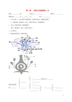 八年级生物上册 第四单元 物种的延续 第1章 绿色开花植物的一生复习学案（新版）济南版.doc