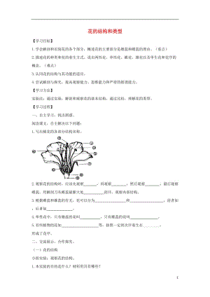 八年级生物上册 4.1.1《花的结构和类型》导学案（无答案）（新版）济南版.doc