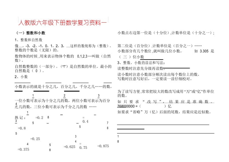 人教版小升初数学复习资料精华版.docx_第1页