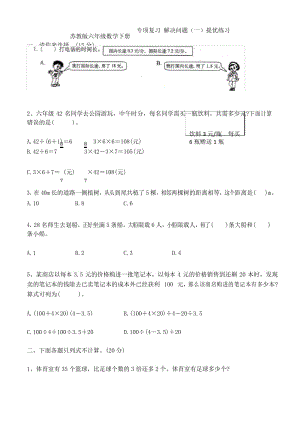 苏教版六年级数学下册 专项复习 解决问题(一) 提优练习 .docx