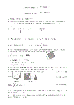 苏教版六年级数学下册 期末测试卷(E).docx