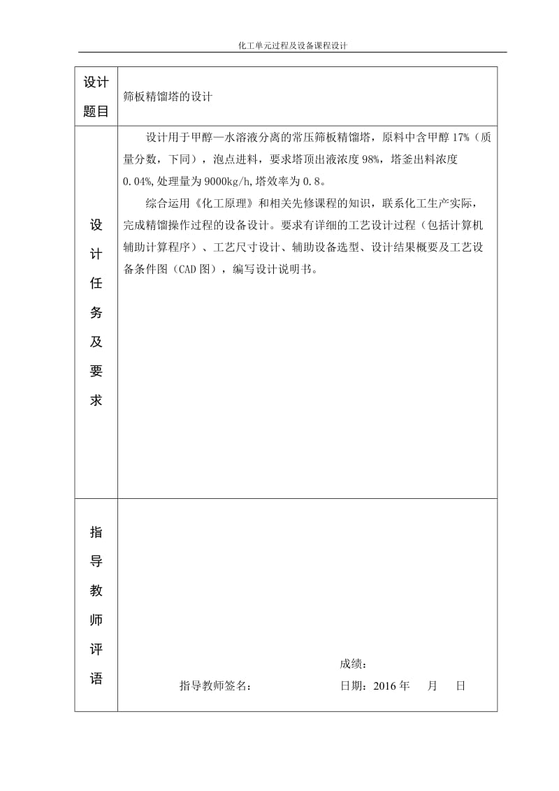 甲醇水溶液常压筛板精馏塔化工原理课程设计.doc_第2页