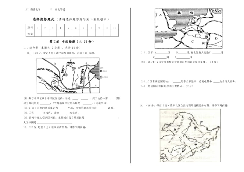 德阳黄许职中2019年春学科统一考试《地理》试卷（适用班级：14级美术班）.doc_第2页