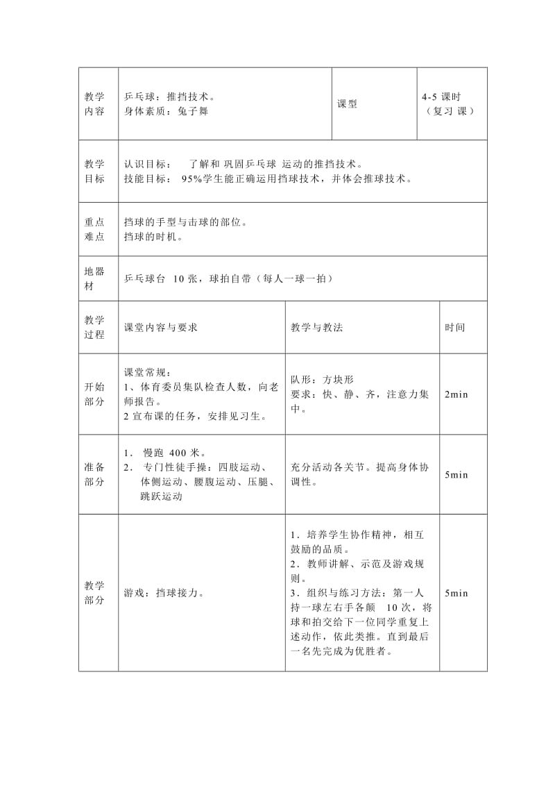 本学期乒乓球教学计划表4-5.doc_第1页