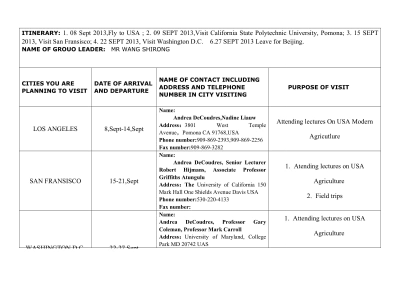 ITINERARY 1 08 Sept ,Fly to USA ; 2 09 SEPT ,.doc_第1页