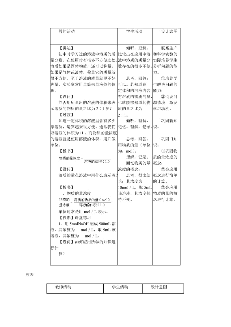 物质量浓度_教案(1).doc_第2页