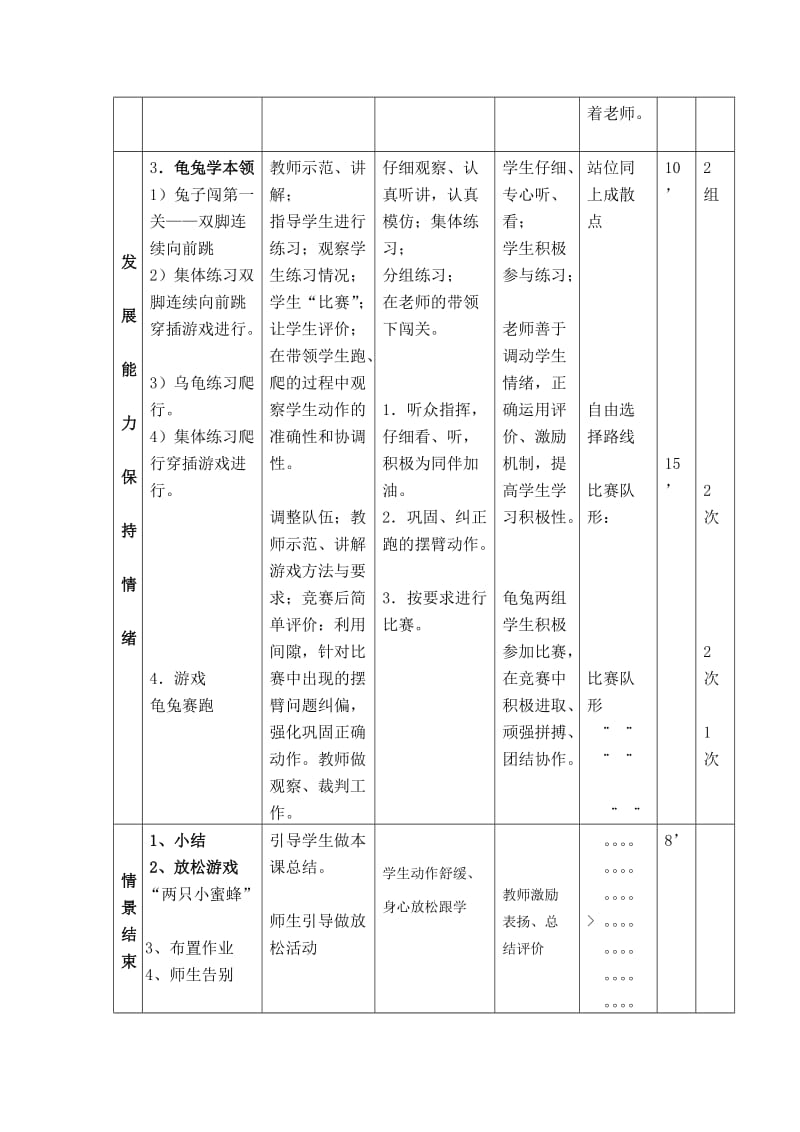 体育一年级 龟兔赛跑教案.doc_第2页