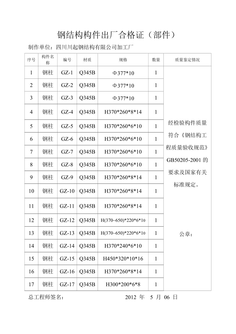 钢结构出厂合格证1.doc_第3页