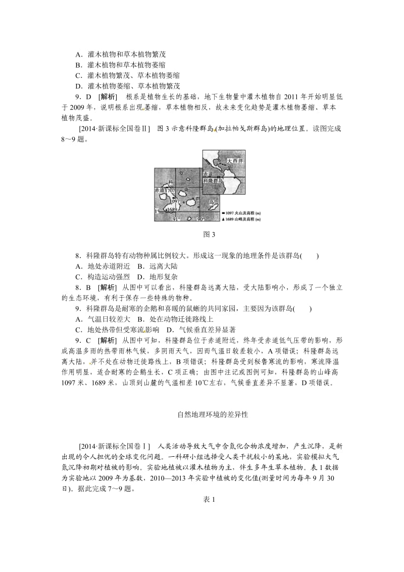 【专题汇编】2014年高考地理真题解析分类汇编第五单元：自然地理环境的整体性与差异性.doc_第3页