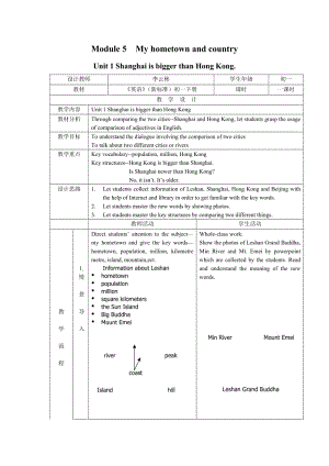 外研版初中英语七年级下册教案：Module 5My hometown and country.doc