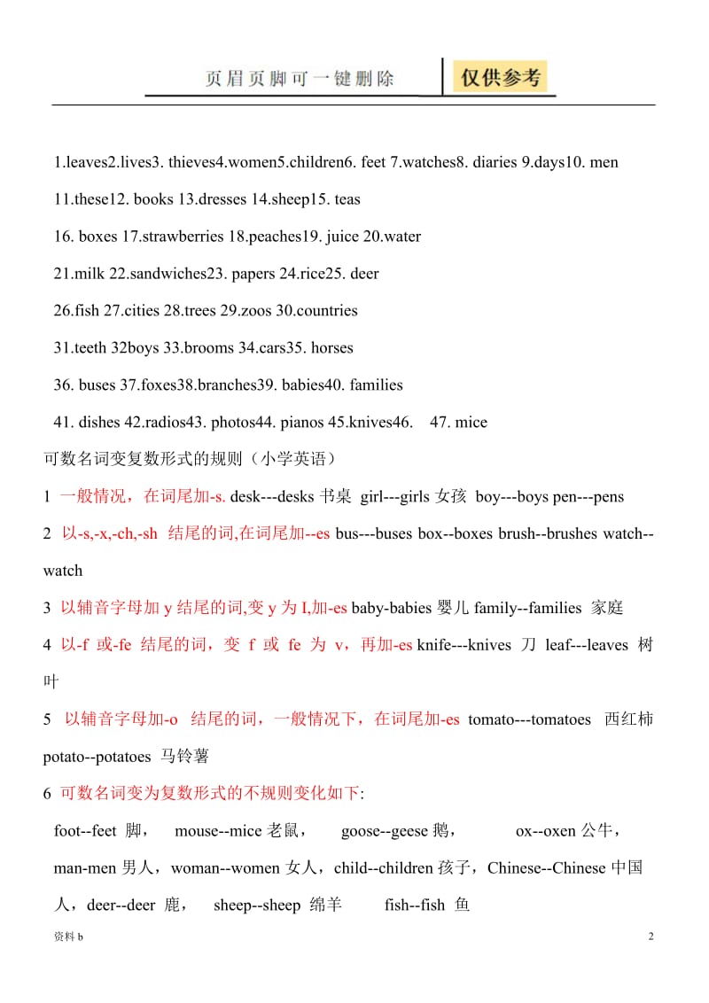 名词变复数规则和练习 以及答案([训练习题].doc_第2页