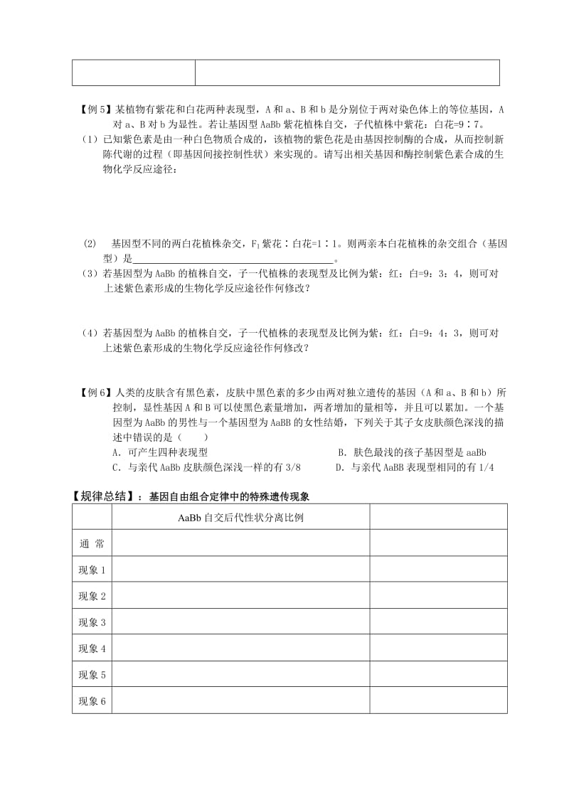 高三生物二轮复习资料《特殊遗传现象》解题.doc_第2页