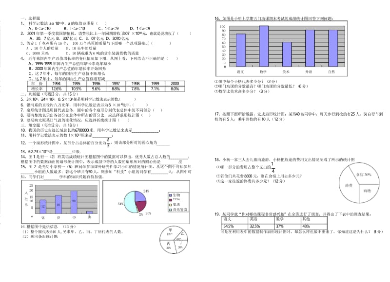 七年级上册第六章生活中的数据复习题及复习提纲.docx_第3页