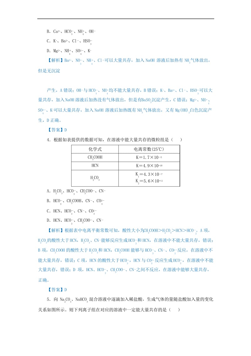 2019届高考化学专题四离子共存的三种类型精准培优专练114.docx_第3页