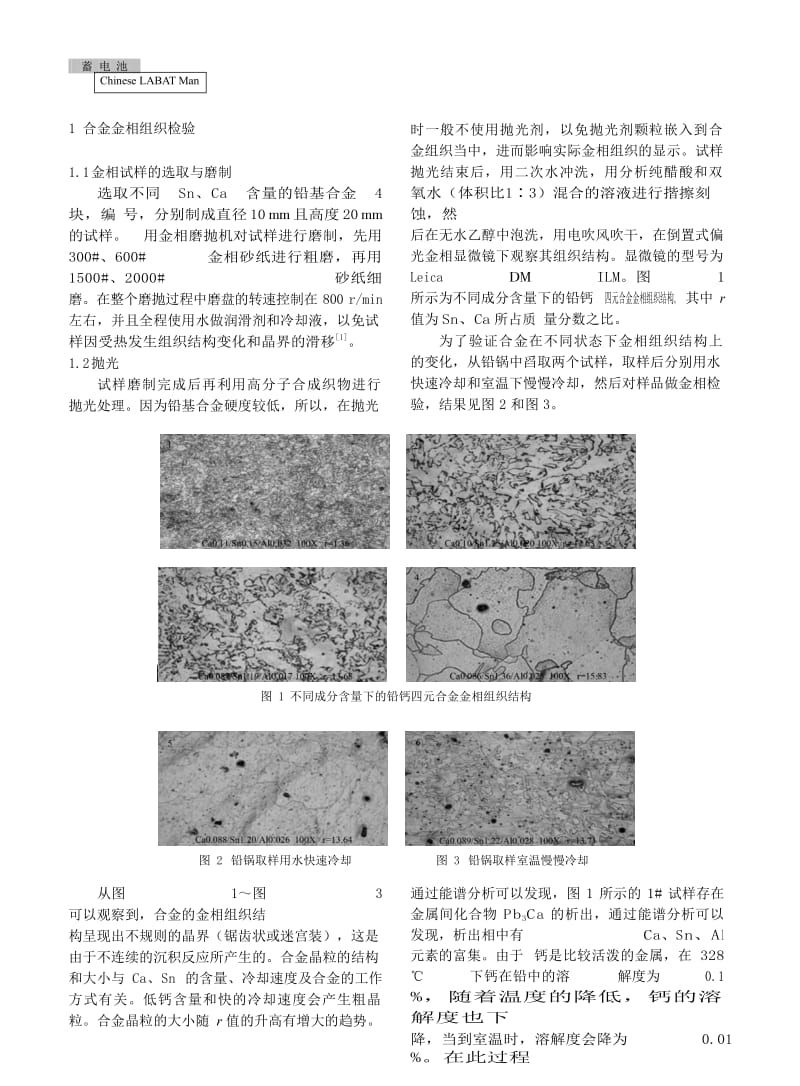 铅钙合金金相检验及腐蚀机理研究.docx_第2页