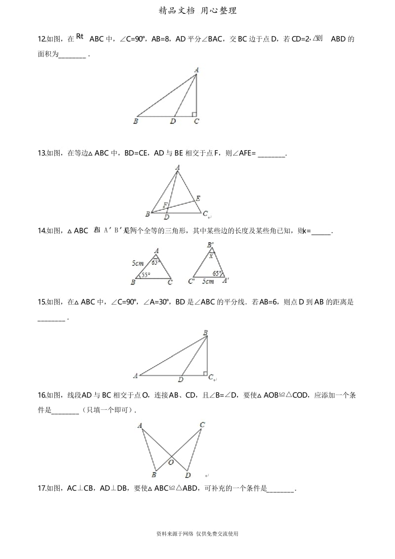 2湘教版数学八年级上册专题训练.5 全等三角形.docx_第3页