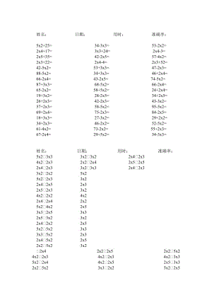 二年级上口算题卡2244道加减乘法混合.doc