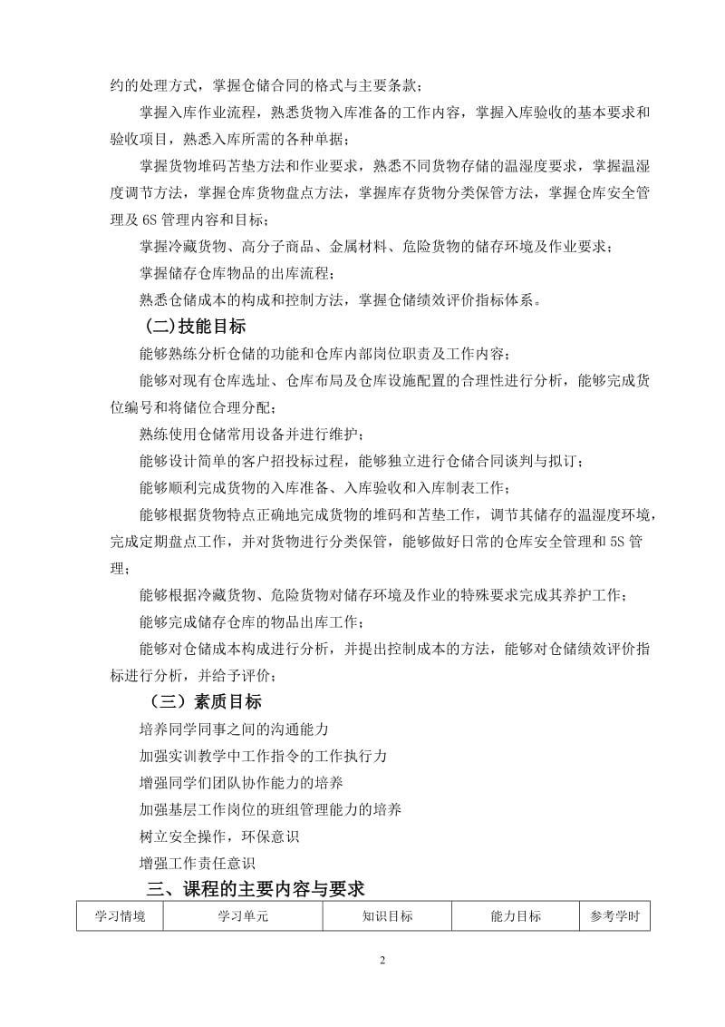 《仓储管理与库存控制》课程标准.doc_第2页