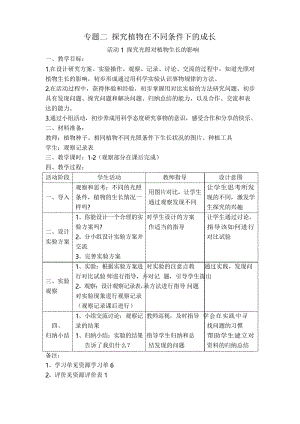 专题二活动设计探究植物在不同条件下的成长.docx