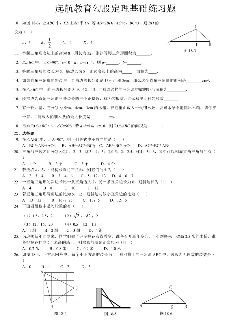 勾股定理基础练习题.doc_第3页