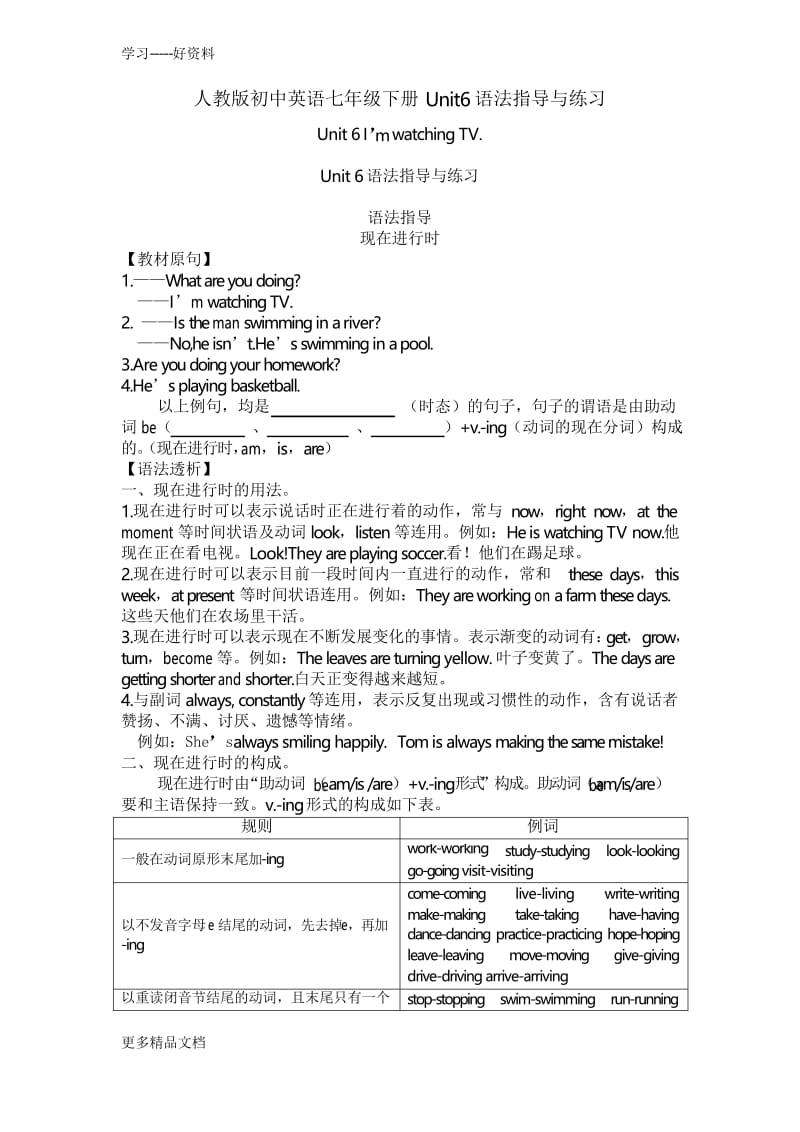 人教版初中英语七年级下册Unit6语法指导与练习汇编.docx_第1页