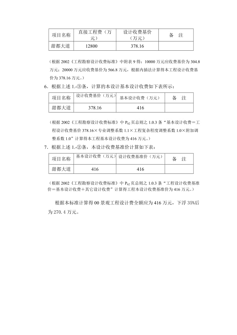 建筑xx大道设计费计算清单0927.doc_第2页