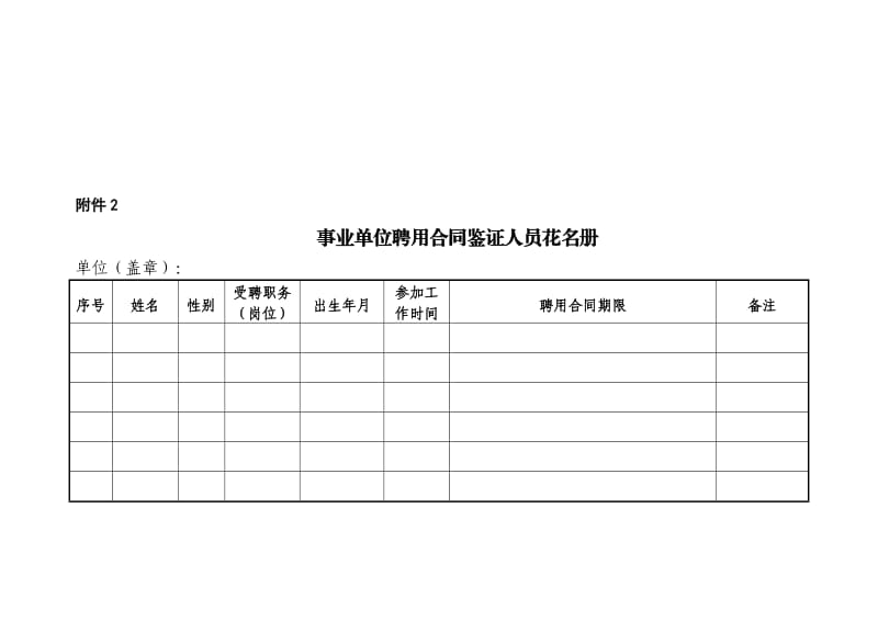 事业单位聘用合同鉴证人员花名册.doc_第1页