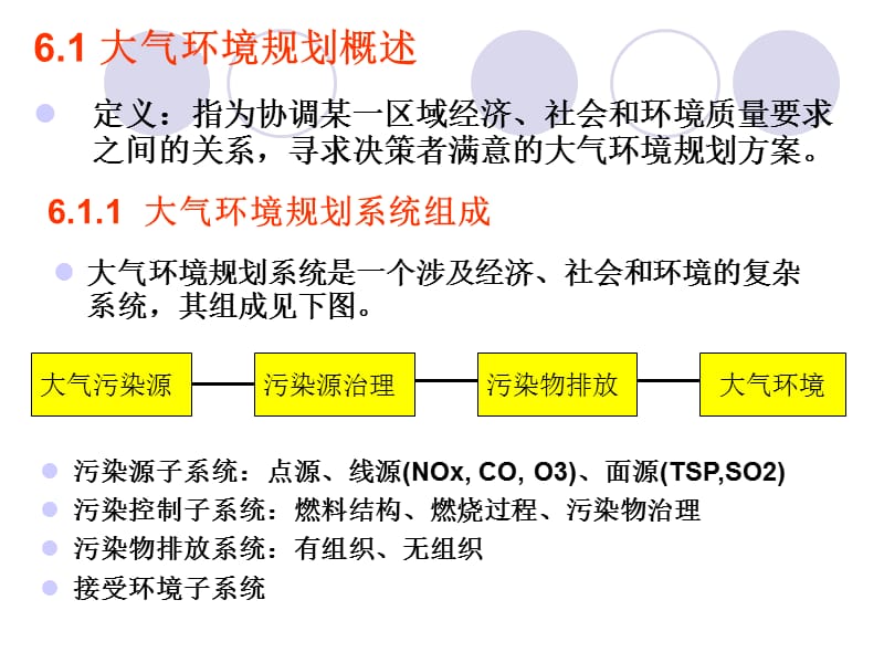 大气污染物总量控制教学内容6.1 大气环境规划概述大气环境规划系统 .ppt_第3页