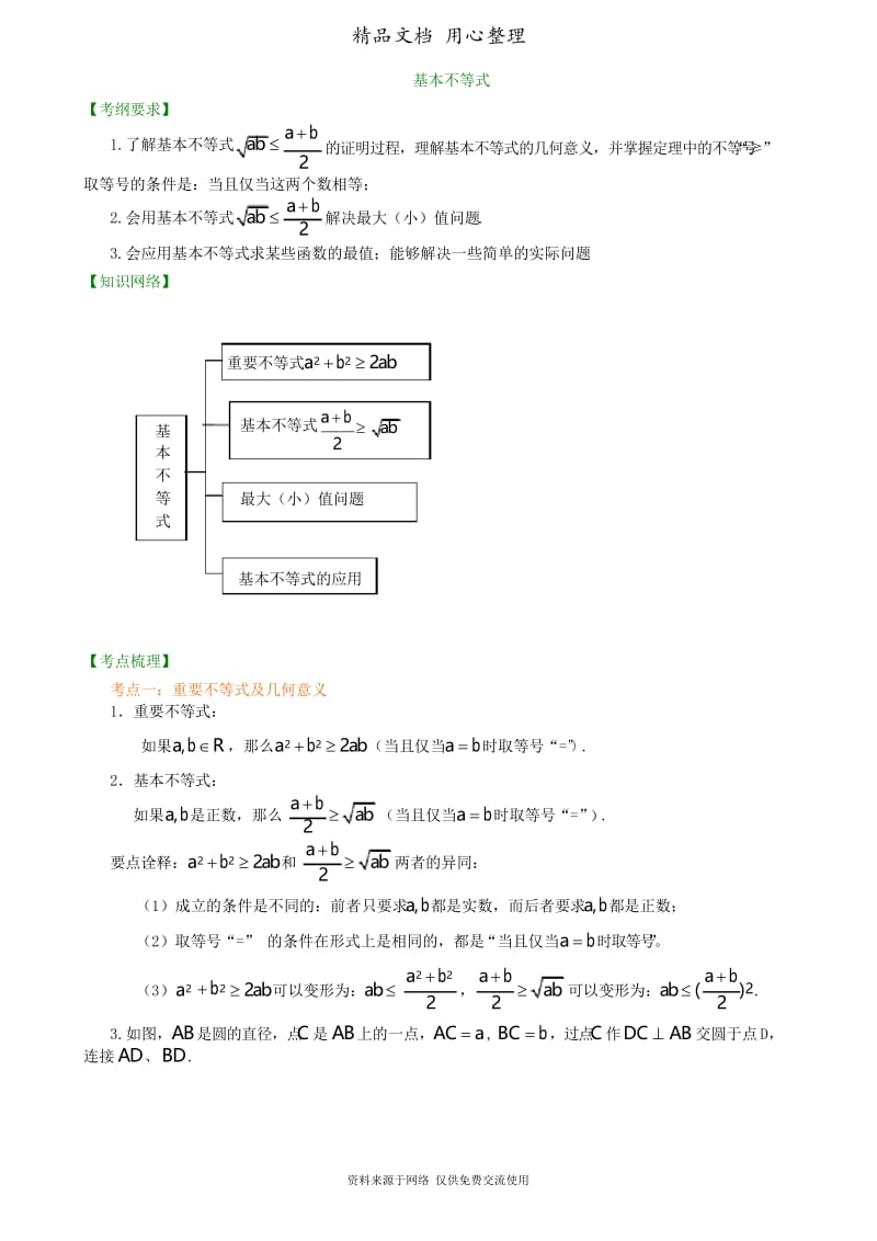 人教版高中数学总复习[知识梳理基本不等式(基础).docx_第1页