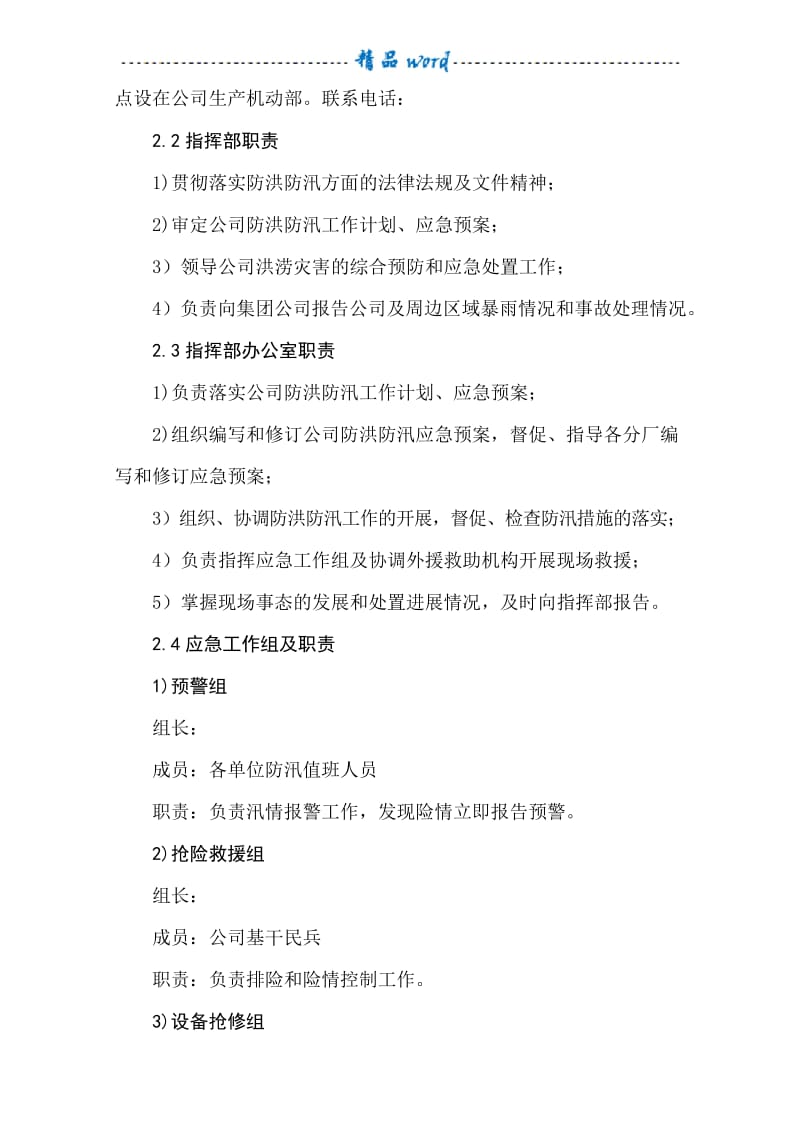 公司防洪防汛应急预案24696.docx_第2页