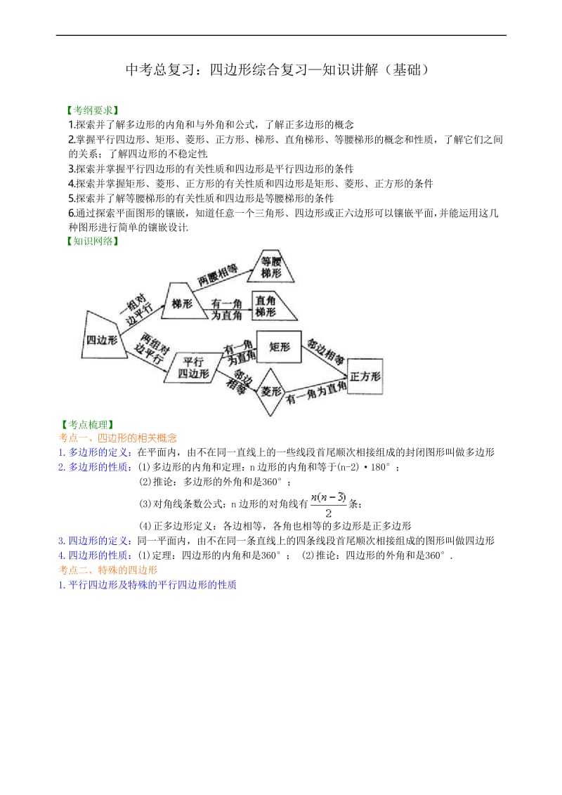 中考四边形综合复习知识讲解(基础).docx_第1页