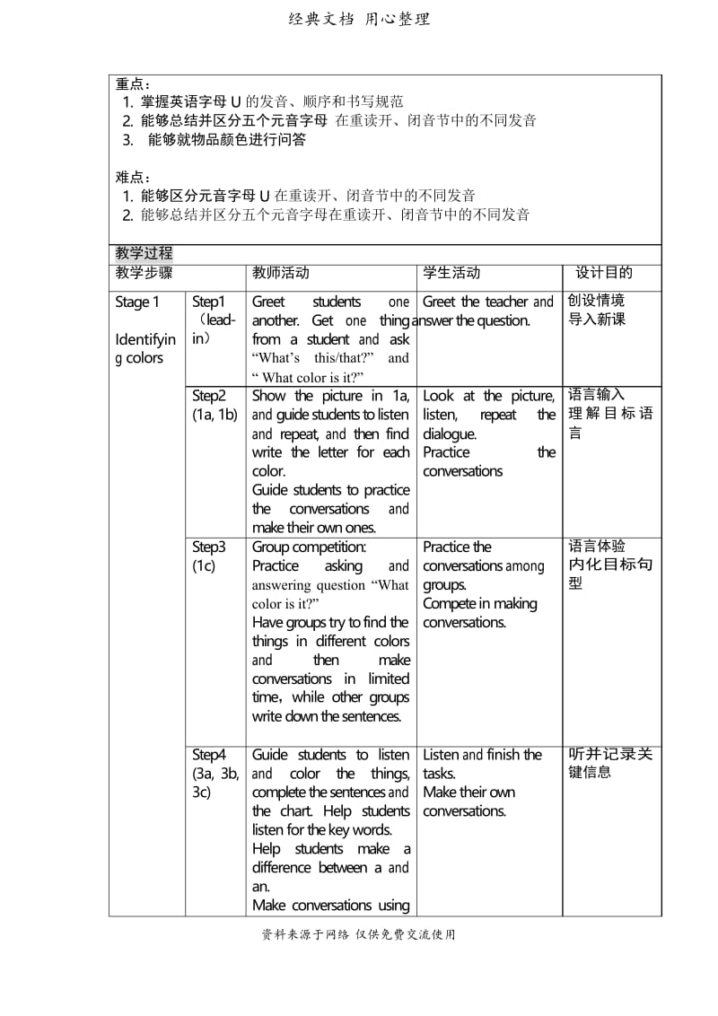 人教版 Starter Unit 3精品教案Starter Unit 3 What color is it教学设计.docx_第2页