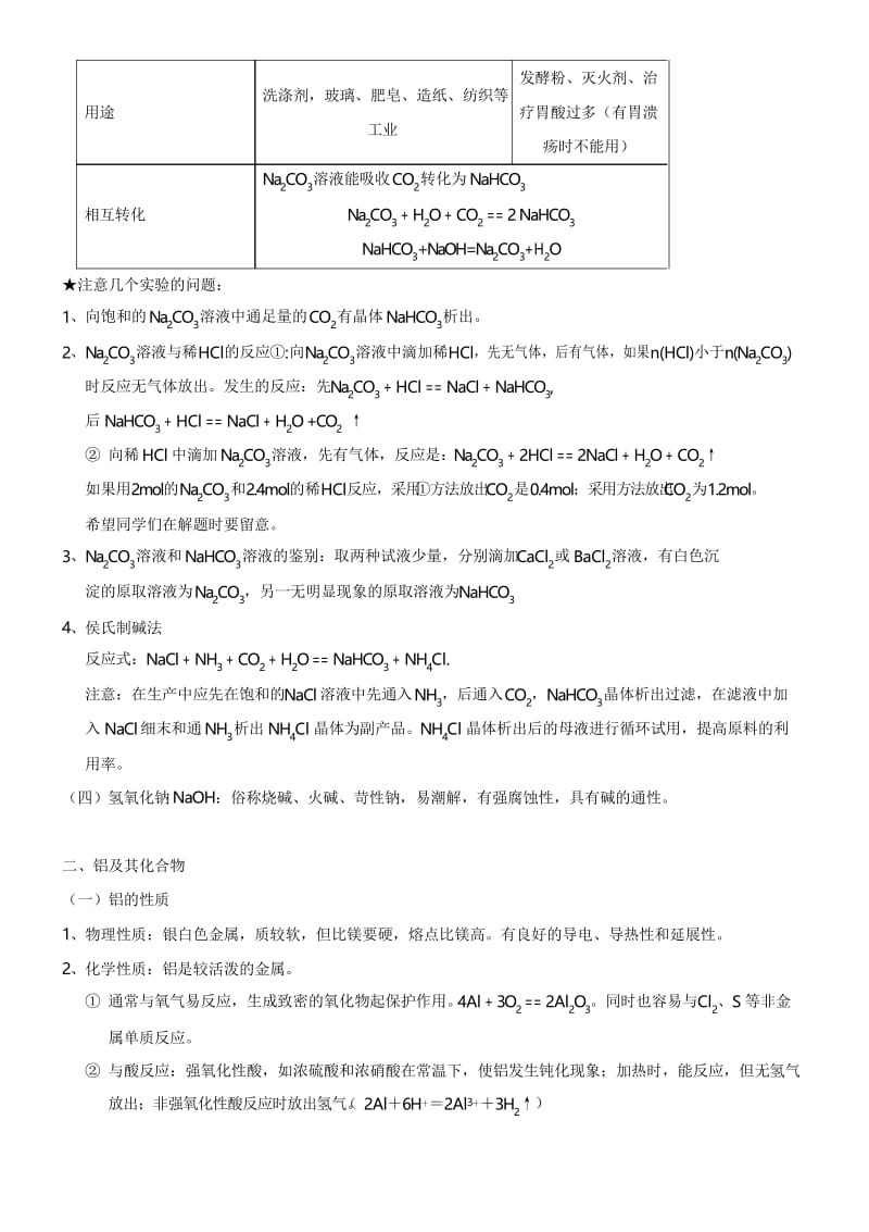 人教版高一化学必修一金属及其化合物知识点总结[免费专享].docx_第3页