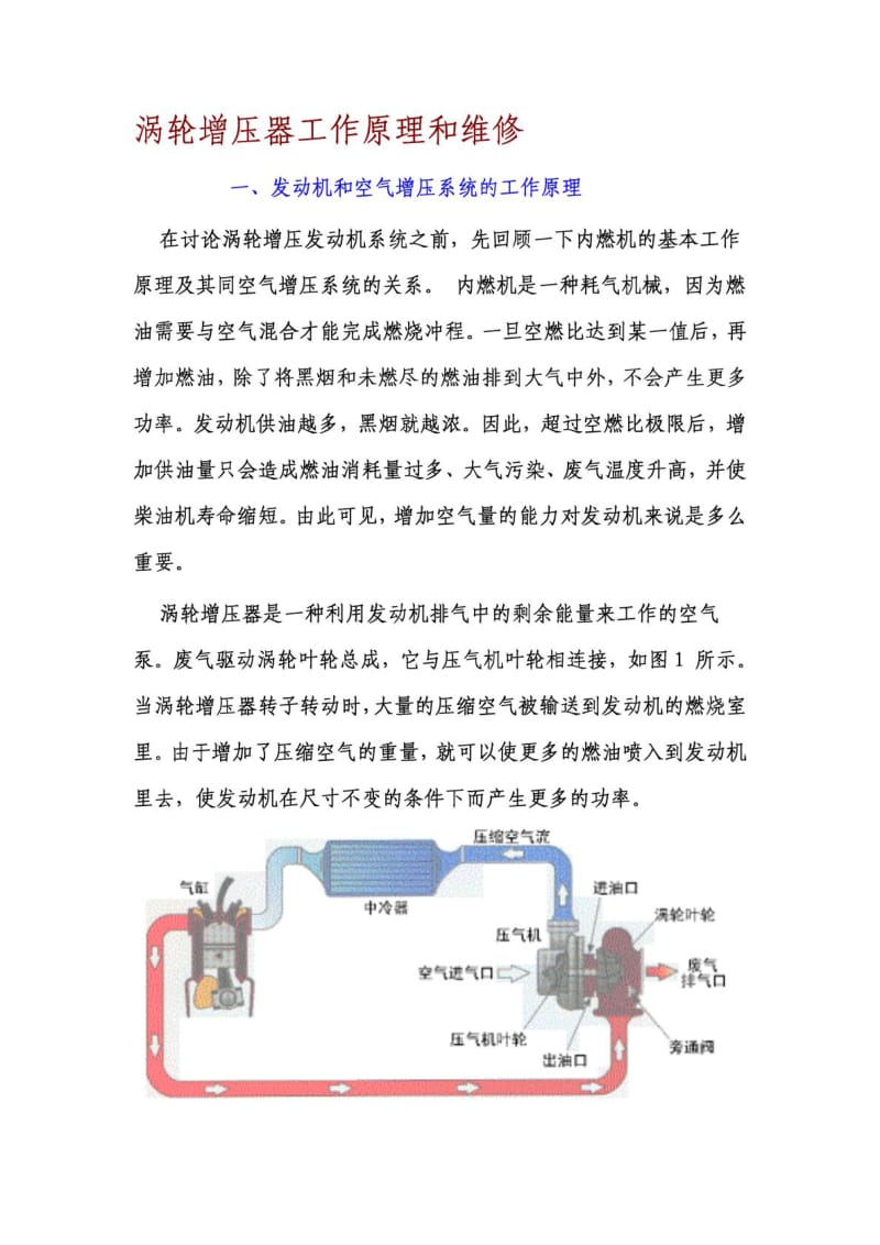 发动机涡轮增压器工作原理和维修.doc_第1页