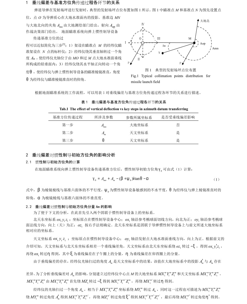 垂线偏差对惯性制导初始方位角的影响.doc_第2页