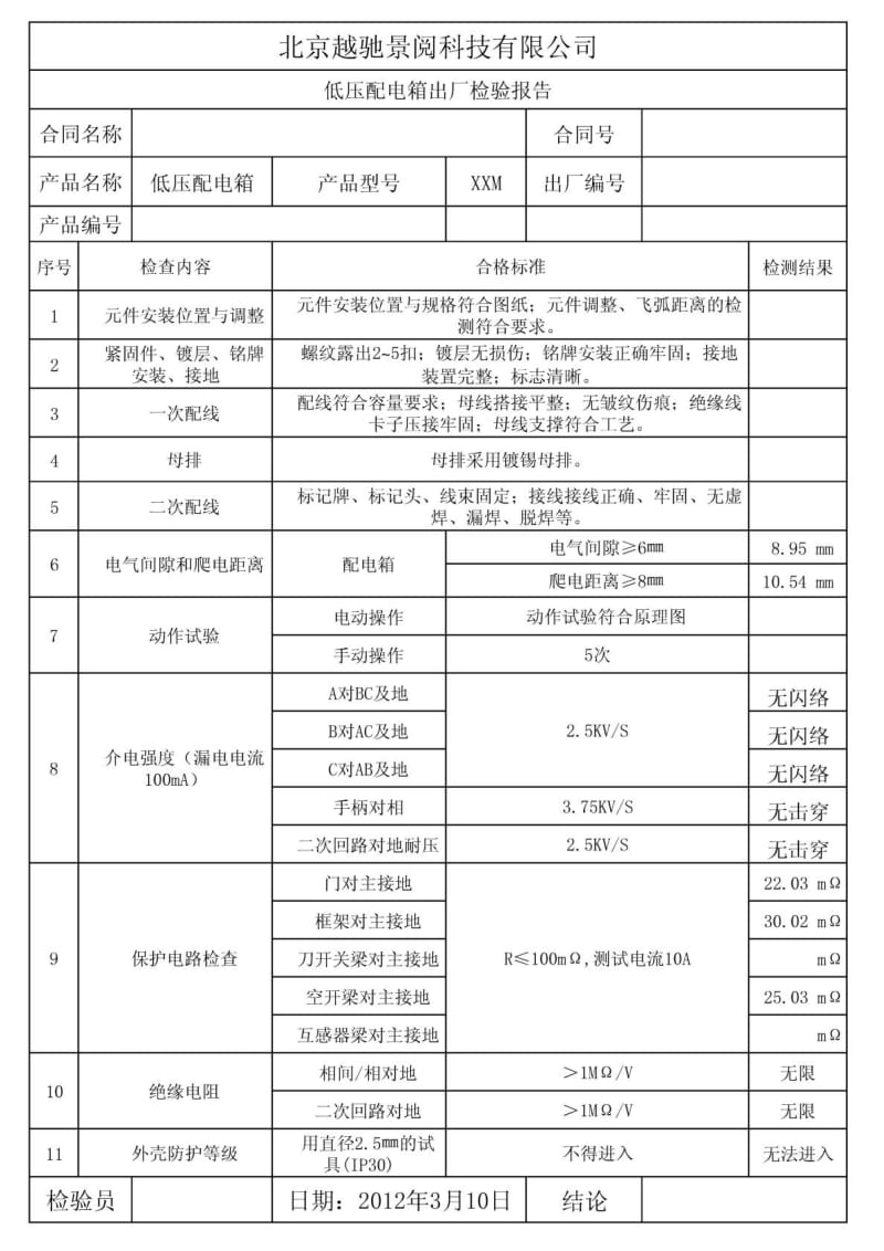 低压配电箱检验报告.doc_第1页