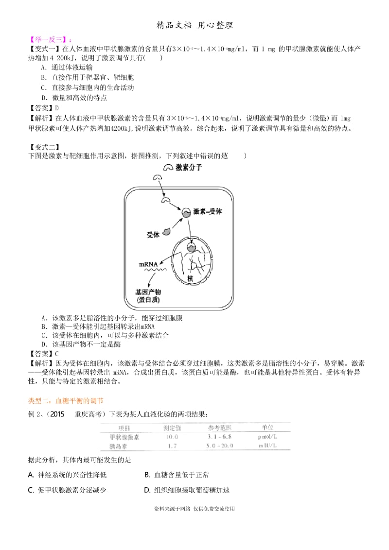 人教版高中生物必修三[激素调节(二)：激素调节作用知识点整理及重点题型梳理].docx_第3页