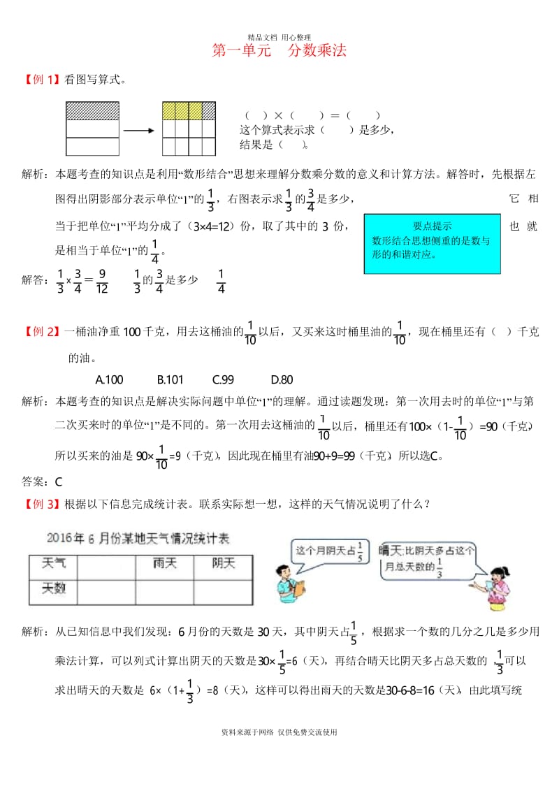 人教版数学六年级上册一单元第一单元分数乘法爬坡题.docx_第1页