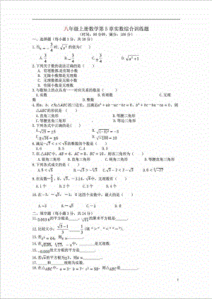 八年级上册数学第5章实数综合训练题.doc