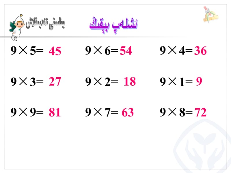 小学数学 二年级 9的乘法口诀解决问题经典 课件四 维语.ppt_第3页