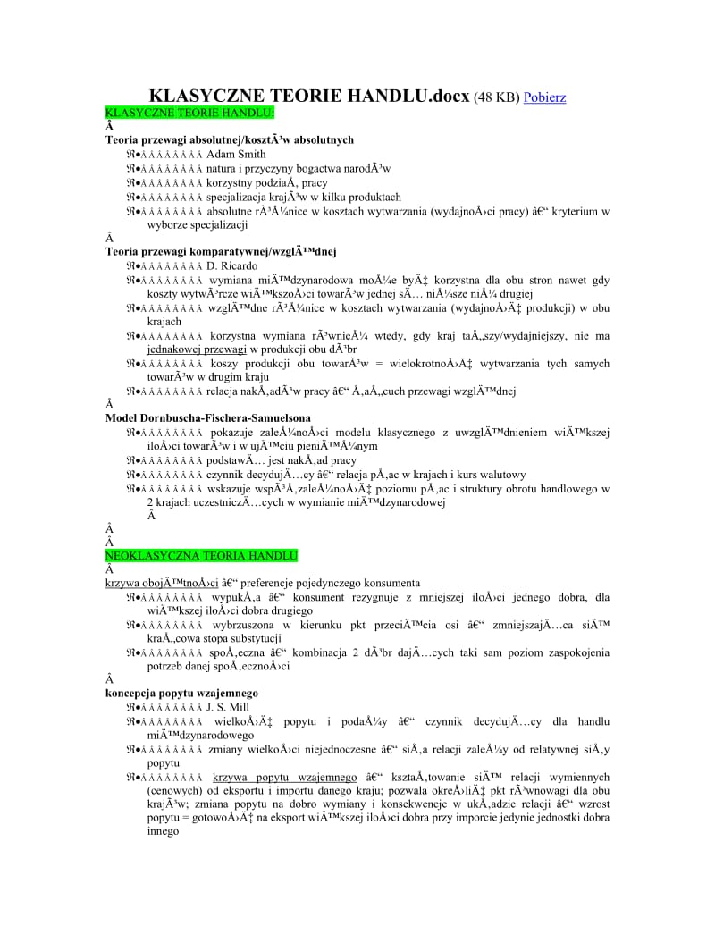 KLASYCZNE TEORIE HANDL.docx - MSG - irrational - http ：klasyczne teorie handl.docx - MSG无理的HTTP.docx_第1页