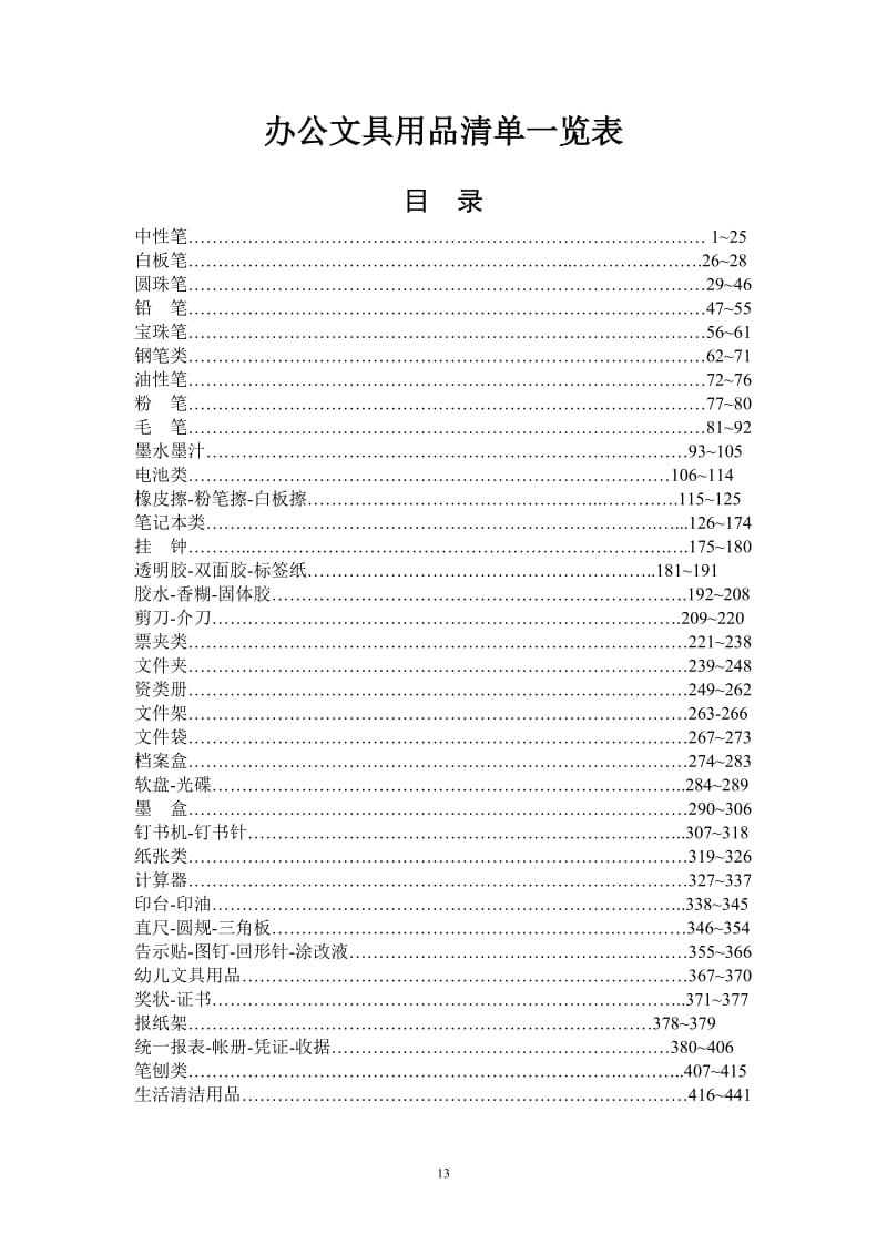 办公文具用品清单.doc_第1页