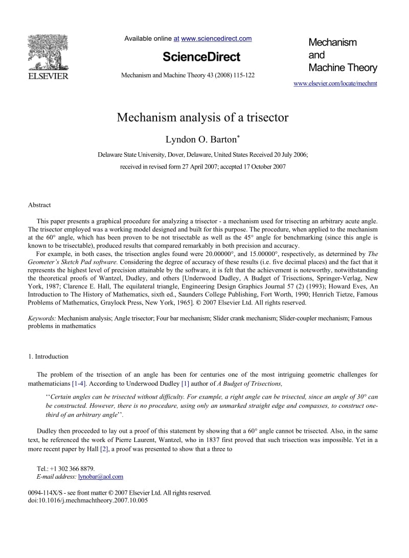 Mechanism analysis of a trisector.doc_第1页