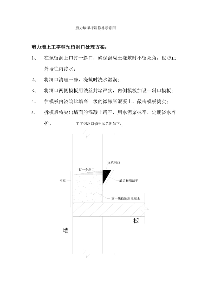 剪力墙螺杆洞及工字钢预留洞修补方案.doc_第2页