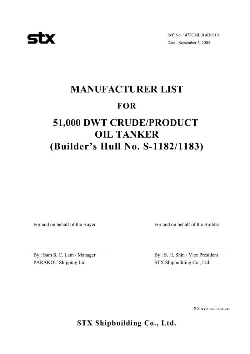 Maker List 74,700DWT CRUDEPRODUCT OIL TANKER.doc_第1页