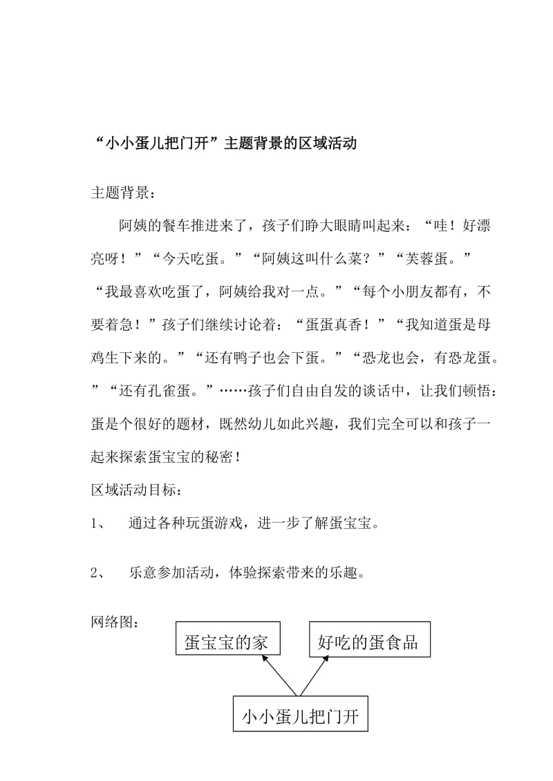 小小蛋儿把门开主题背景的区域活动.doc_第1页