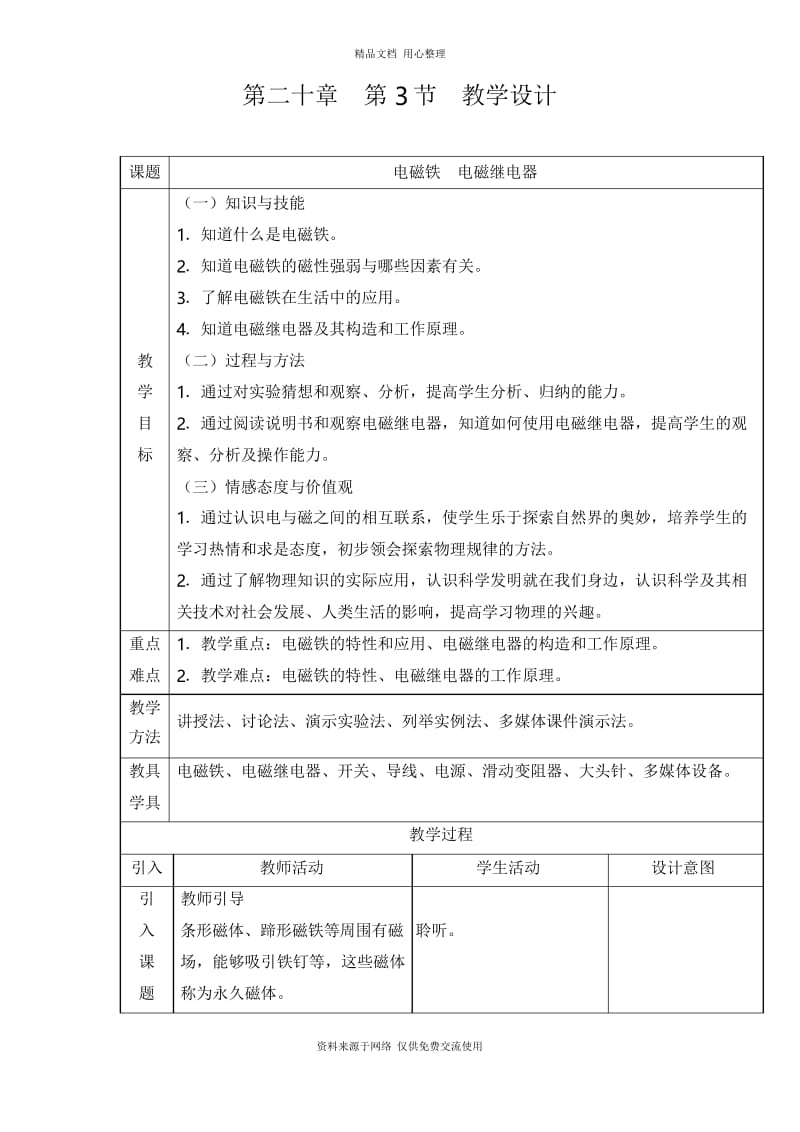 新人教版初中物理九年级下册教学设计.docx_第1页