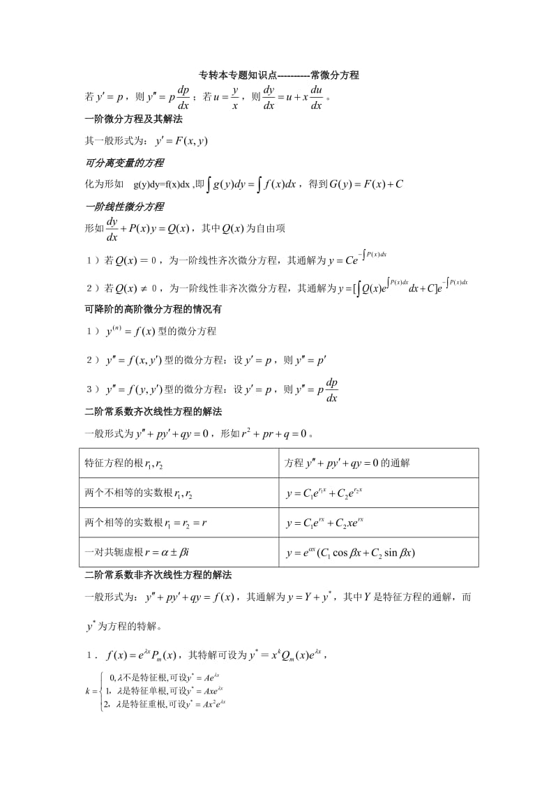 常微分方程知识点介绍整理人王浩.doc_第1页